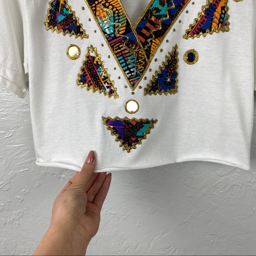 Vintage 80s/90s appliqué crop top size Small - Picture 6 of 10